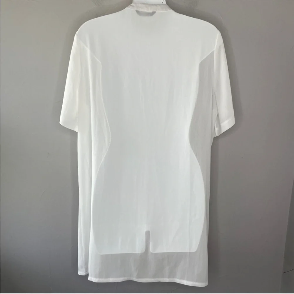 SHEIN White Sheer Long Shirt Tunic Mini Dress Swim Cover Up Size Medium Beach - Picture 5 of 7